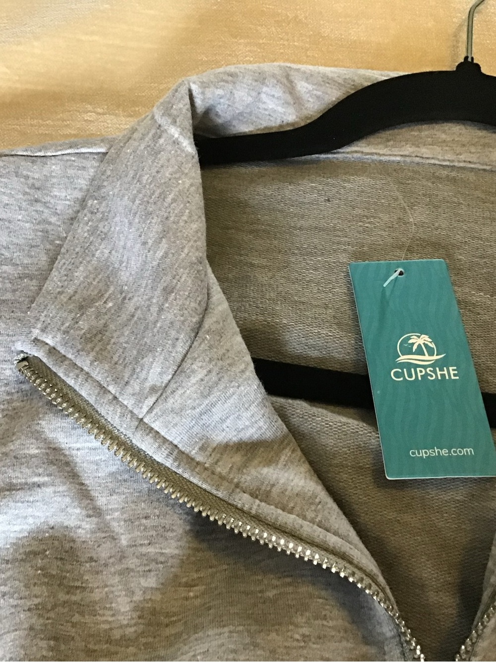 Cupshe Heather Gray Zip-Front Top with Silver Hardware - Picture 4 of 5